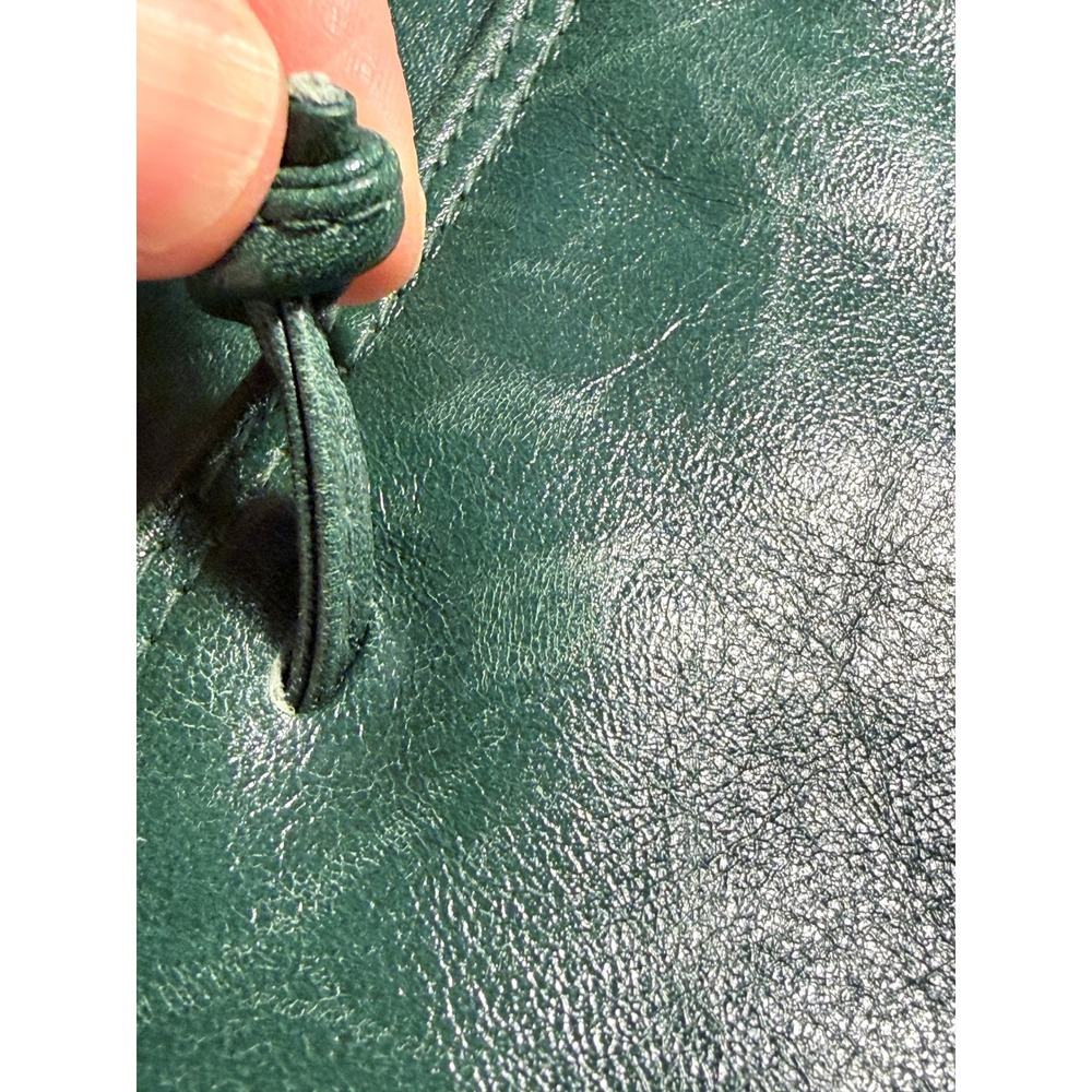Ganson Vintage Green Leather Crossbody Frame Bag Gold Hardware Kiss Lock Retro - Picture 7 of 15